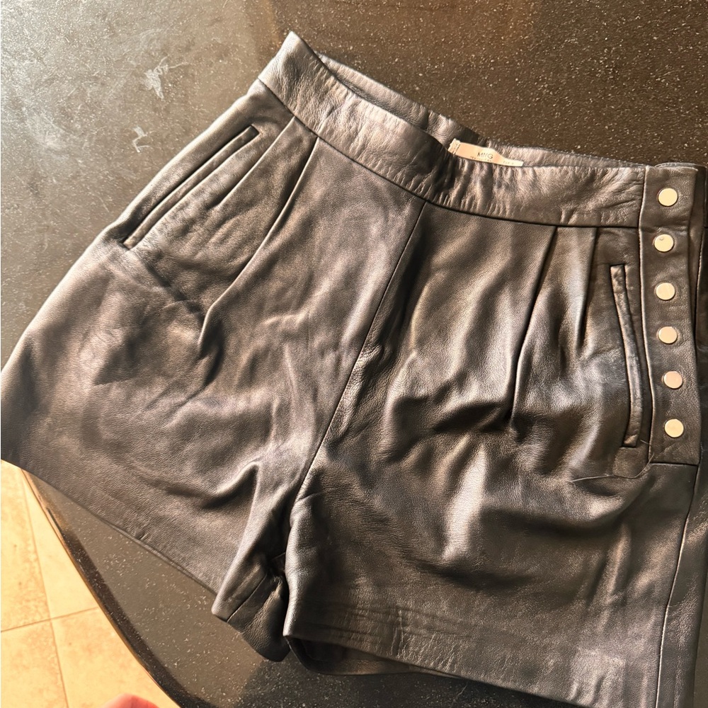 Mango real leather shorts